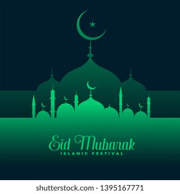eid mubarak green mosque background design