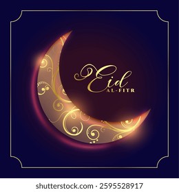 eid mubarak greeting backdrop with 3d crescent vector