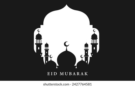 Eid Mubarak greeting background design. Eid al-Fitr celebration illustration template. Vector