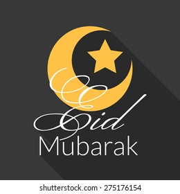 Eid Mubarak greeting background with long shadows. Vector design