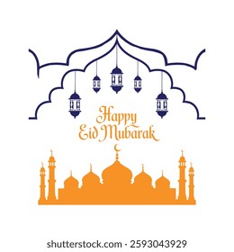 Eid Mubarak Greeting Background Template.