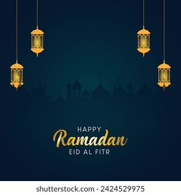 eid mubarak greeting banner template. Eid al fitr mubarak vector. Ramadan Kareem card vector.