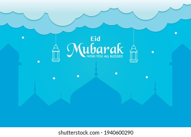 Eid Mubarak Greeting Banner Vector