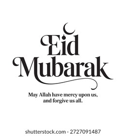 Eid Mubarak  greeting with calligraphy style and blessing text, perfect for festive Islamic posts.