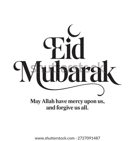 Eid Mubarak  greeting with calligraphy style and blessing text, perfect for festive Islamic posts.