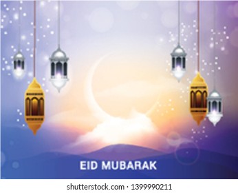 Eid Mubarak Greeting Card Background.