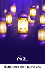 Eid Mubarak Grußkartenhintergrund. Hintergrund mit Moscheen, die auch für Eid Mubarak geeignet sind. Vektorillustration-Illustration