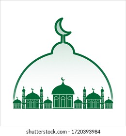 Eid mubarak greeting card background with the mosque
