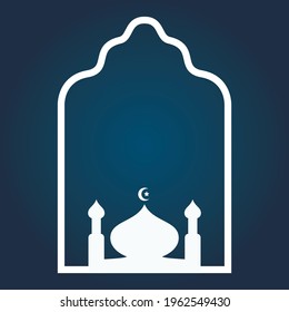 eid mubarak greeting card background with mosque icon.