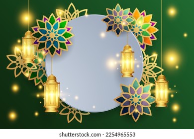 Eid mubarak greeting card background with islamic ornament vector illustration