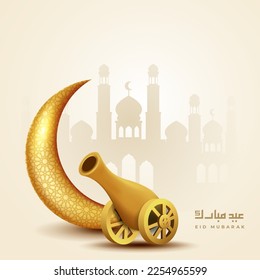 Eid mubarak greeting card background with islamic ornament vector illustration