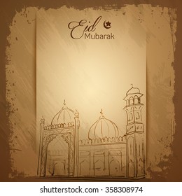 Eid Mubarak Greeting card background vector islamic banner - Translation of text : Eid Mubarak - Blessed festival
