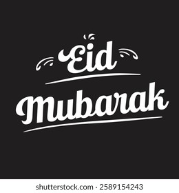 Eid Mubarak Greeting Card with Crescent Moon and Mosque Silhouette