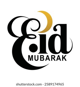 Eid Mubarak Greeting Card with Crescent Moon Design