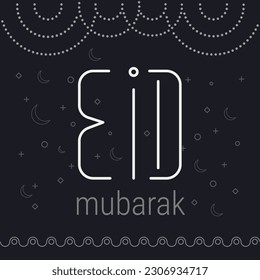 Eid Mubarak Greeting Card Design with Calligraphic Art