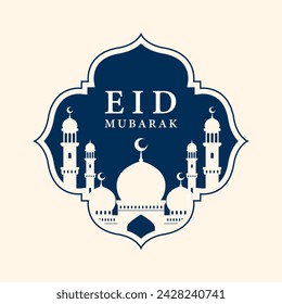 Diseño de tarjeta de felicitación de Eid Mubarak. Ilustración de vector