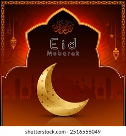 Eid Mubarak greeting card design for social media post template