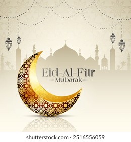Eid Mubarak greeting card design for social media post template