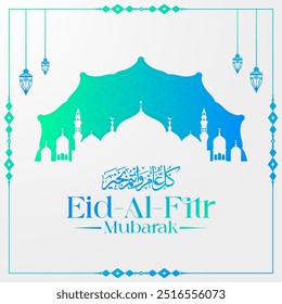 Eid Mubarak greeting card design for social media post template