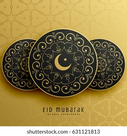 eid mubarak greeting card design in islamic decoration