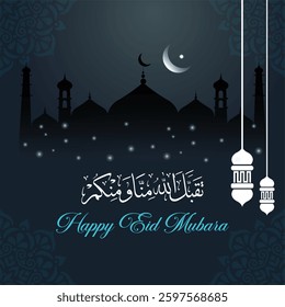 Eid Mubarak Greeting Card Elegant Social Media Post Design