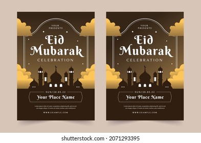 Eid Mubarak greeting Card Flyer,  Wishing for Islamic festival for banner, poster, background, flyer, illustration, brochure and sale background