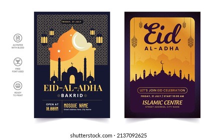 Eid Mubarak greeting Card Flyer, Wishing for Islamic festival for banner, poster, background, flyer, illustration, brochure and sale background
