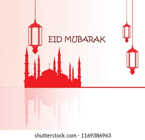 Eid Mubarak greeting Card Illustration, ramadan kareem cartoon.Wishing for Islamic festival for banner, poster, background, flyer,illustration, brochure and sale background