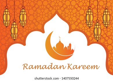 Eid Mubarak greeting Card Illustration, ramadan kareem vector Wishing for Islamic festival  banner, poster, background, flyer, illustration, brochure and background - Vector