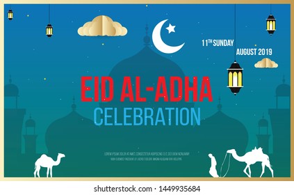 Eid Mubarak greeting Card Illustration, ramadan kareem vector for Islamic festival for banner, poster, background, flyer,illustration, brochure and sale background