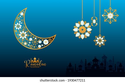 Eid Mubarak Greeting Card Illustration, Ramadan Kareem Vector Wishing For Islamic Festival For Poster, Background