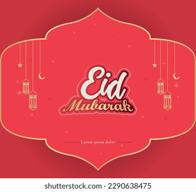 Eid Mubarak greeting card with Islamic background