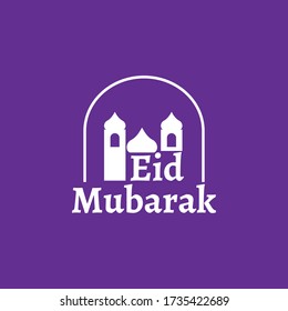 Eid Mubarak greeting card  and purple background