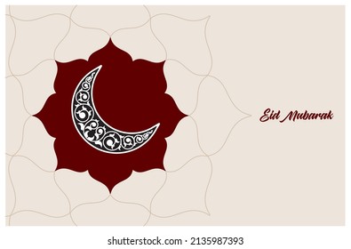 Eid mubarak greeting card. ramadan kareem islamic design illustration. beautiful crescent eid mubarak , Ramadan decorative moon greeting card, banner