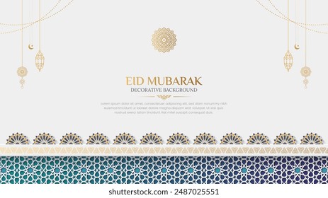 Eid Mubarak Grußkarte Social Media Post mit farbenfrohem ornamentalem islamischen Muster