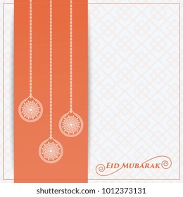 Eid mubarak greeting card template with lantern