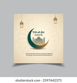 Eid mubarak greeting card template