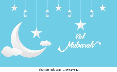 Eid Mubarak greeting card vector illustration, for islamic festival for banner, poster, background, flyer, brochure.