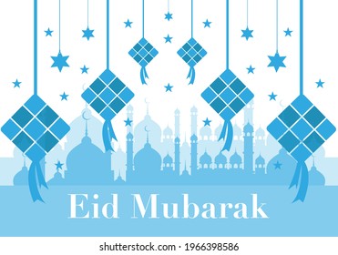 Eid Mubarak Greeting Card Vector Islamic