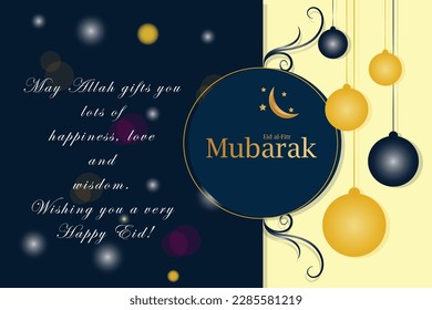 Eid Mubarak greeting card vector template	
