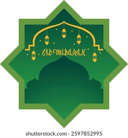 eid mubarak greeting card vector illustration. isolated with white backgound