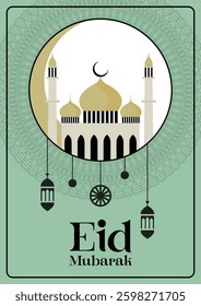 Eid Mubarak Greeting Card Vector Eid al-fitr Illustration