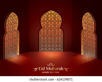 Eid Mubarak greeting card. Vector arabic traditional design