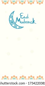 Eid Mubarak greeting card vertical for social media story background bright colour