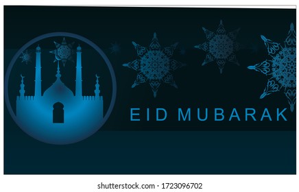 
Eid mubarak Greeting Cards with mosque decorations and ornaments for banners, posters, backgrounds, leaflets, illustrations, brochures. vector illustration