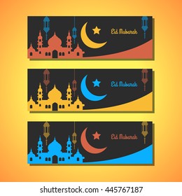 Eid Mubarak greeting cards in three color version