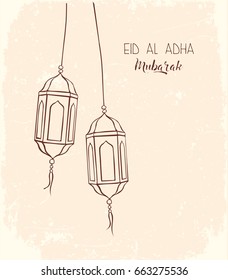 Eid Mubarak greeting card.Vector
