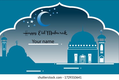 Eid Mubarak greeting illustration, background of Eid Mubarak, Islamic background, mosque background