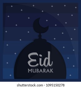 Eid Mubarak Greeting , Islamic Mosque . Vector background 