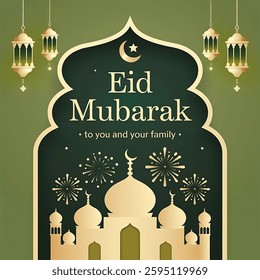 Eid mubarak greeting, Islamic ornament template for background, Eid mubarak with a islamic frame pattern, Eid al fitr and Eid al Adha